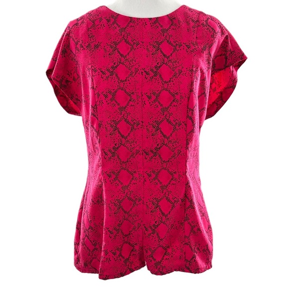 handmade womens top size M pink snakeskin print vintage 80s 90s peplum python - Picture 1 of 8